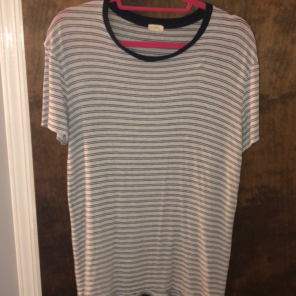 Blue and white striped t-shirt
